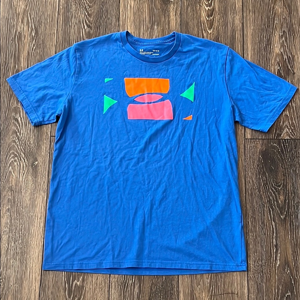 Under Armour Heat Gear Blue Graphic Short Sleeve T-Shirt Mens Large